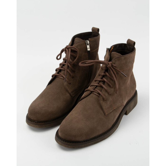 Men's velour lace-up boots Alan brown, insulated