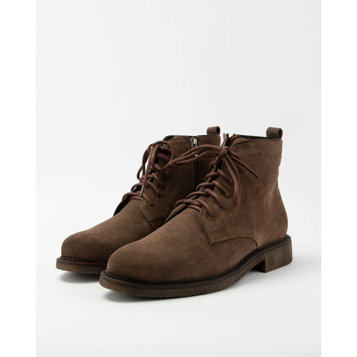 Men's velour lace-up boots Alan brown, insulated