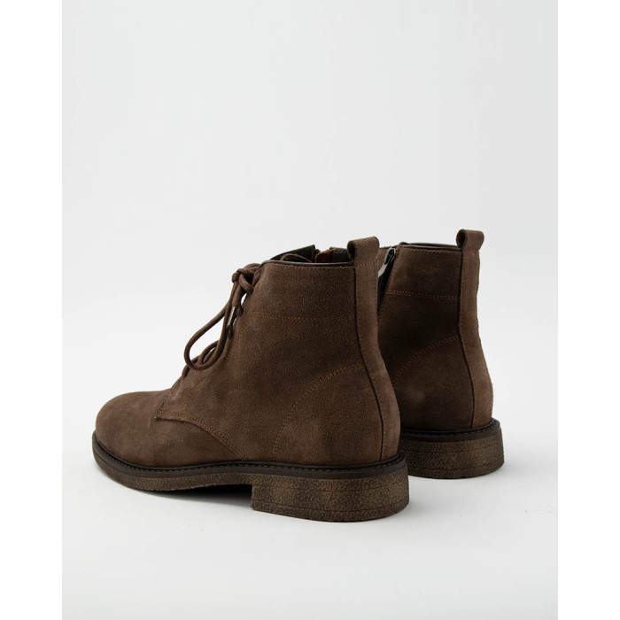 Men's velour lace-up boots Alan brown, insulated