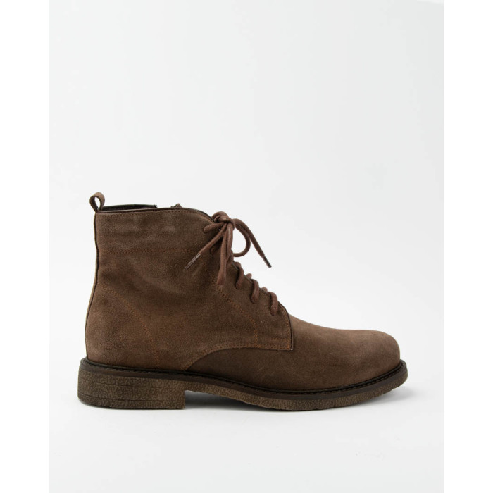 Men's velour lace-up boots Alan brown, insulated