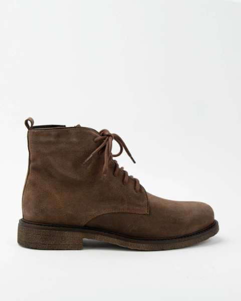 Men's velour lace-up boots Alan brown, insulated