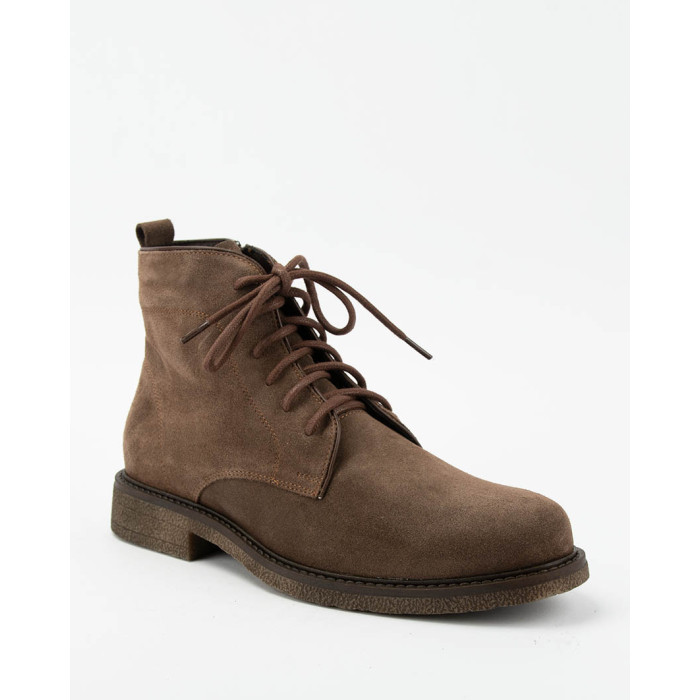 Men's velour lace-up boots Alan brown, insulated