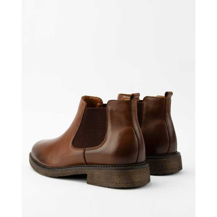 Elegant men's natural leather slippers, brown