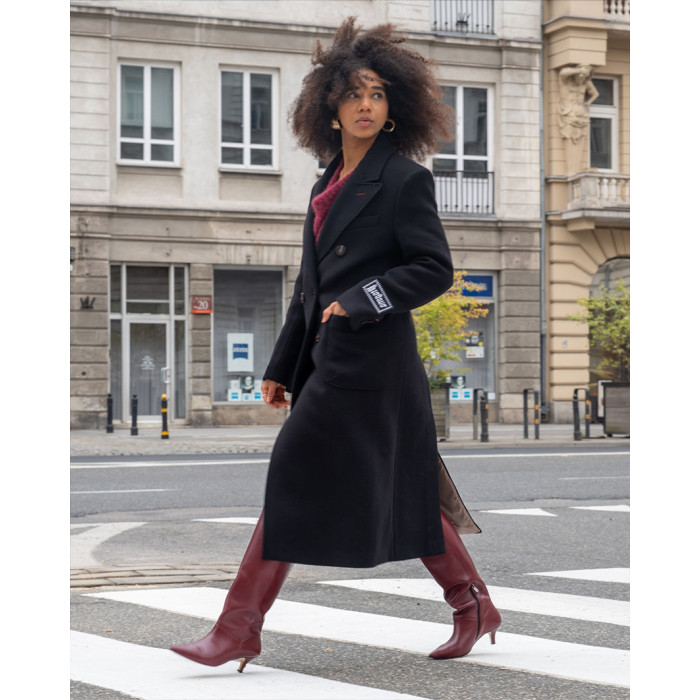 Women's high boots with 5cm heel Ava, brown grain leather