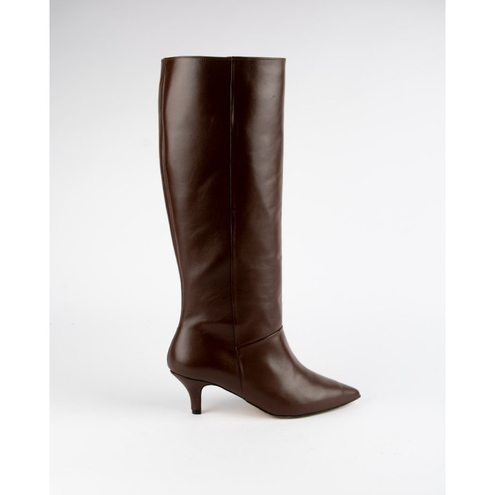 Women's high boots with 5cm heel Ava, brown grain leather