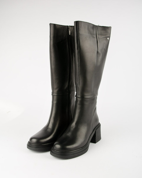 Black leather boots with heel BOTIMO