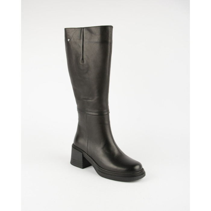 Black leather boots with heel BOTIMO