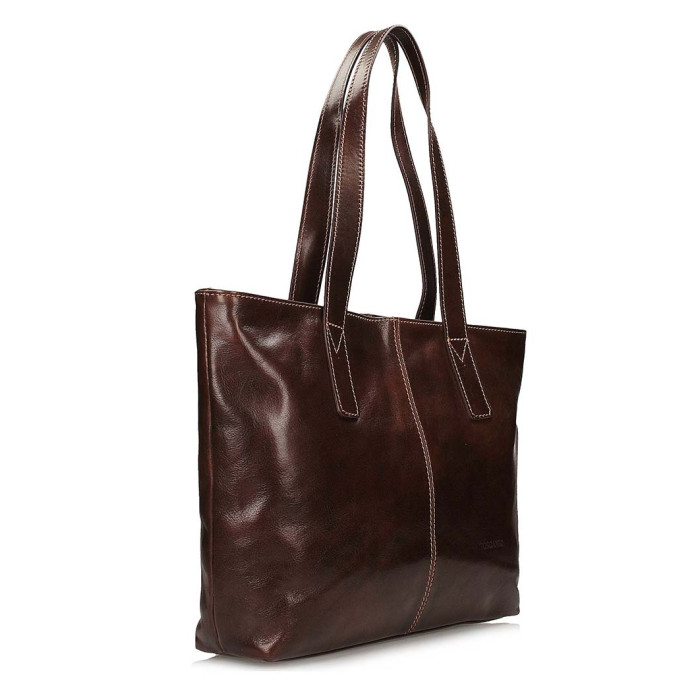 Brown grain leather handbag