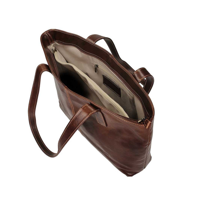 Brown grain leather handbag