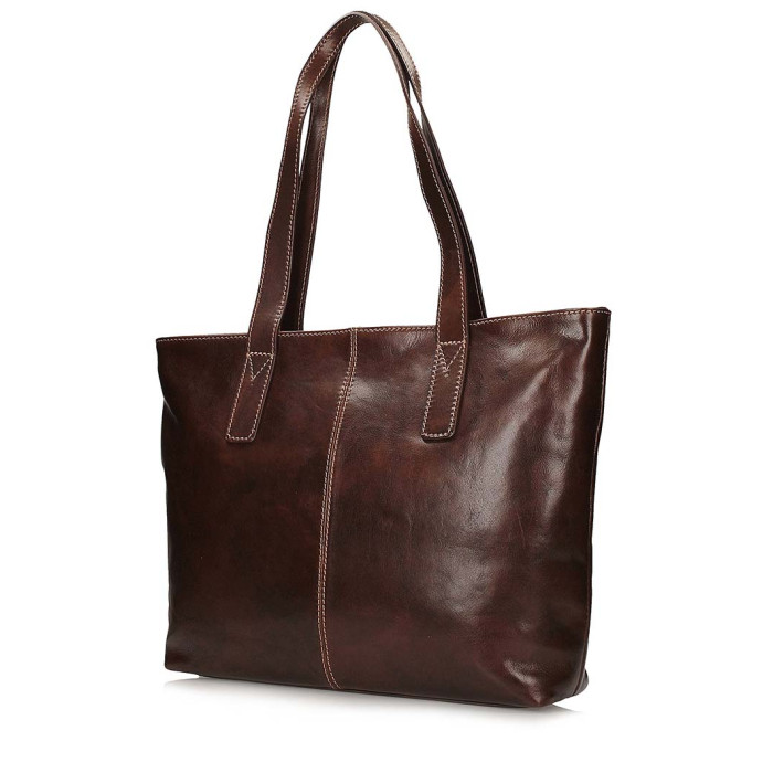 Brown grain leather handbag