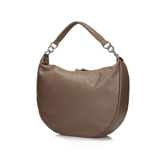 Suede handbag , beige natural leather