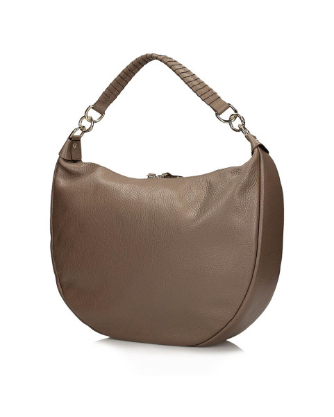 Suede handbag , beige natural leather