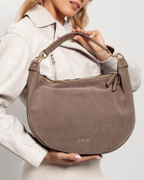 Suede handbag , beige...