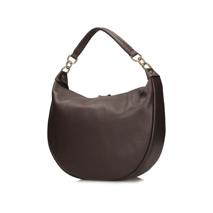 Suede handbag , brown natural leather