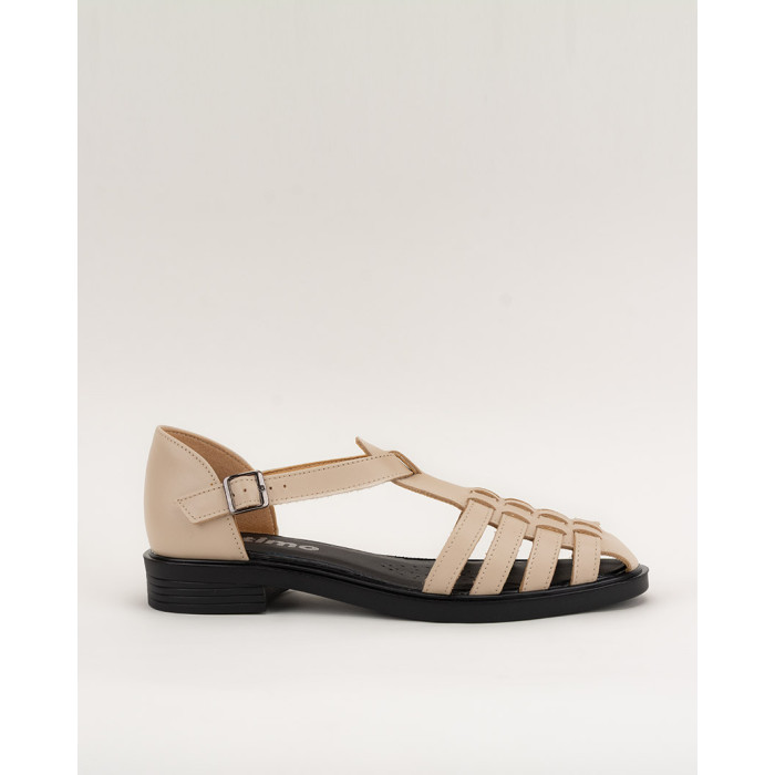 Skórzane sandały SAWA ekri, skóra naturalna