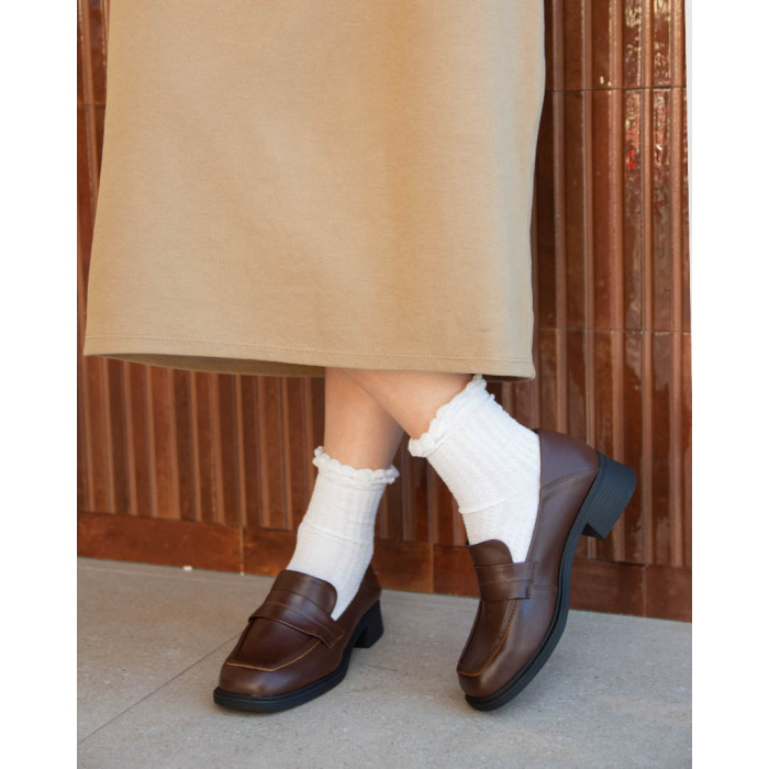 copy of Black leather moccasin with platform BOTIMO