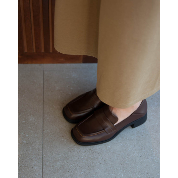 copy of Black leather moccasin with platform BOTIMO