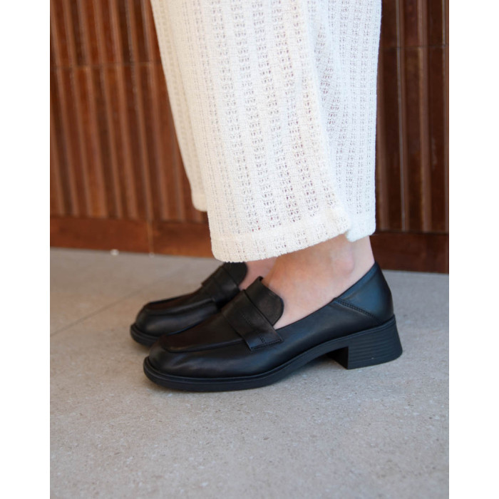 Damskie mokasyny LOTTA, czarne skóra naturalne