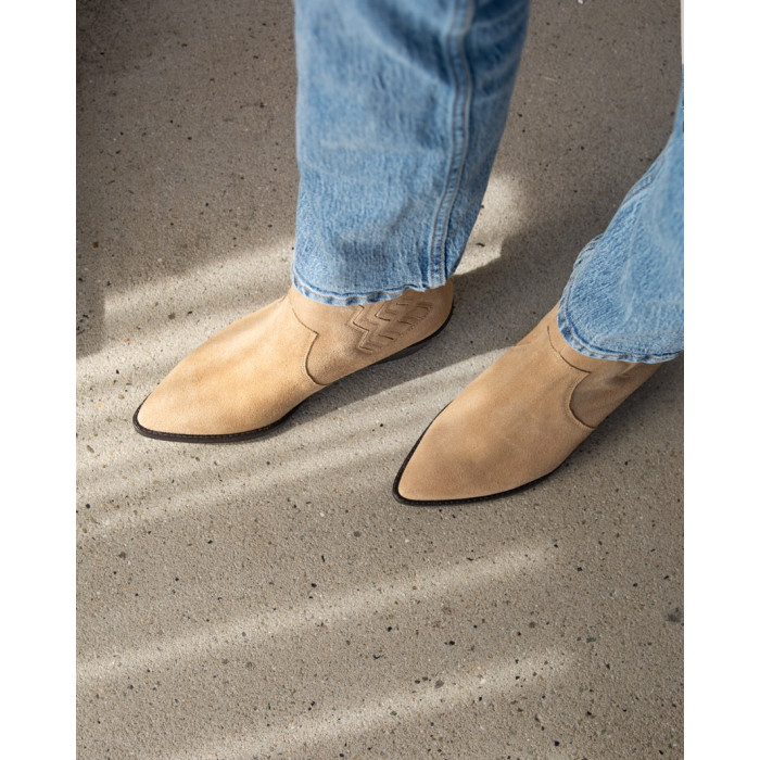 copy of Brown velour cowboy boots with low heel