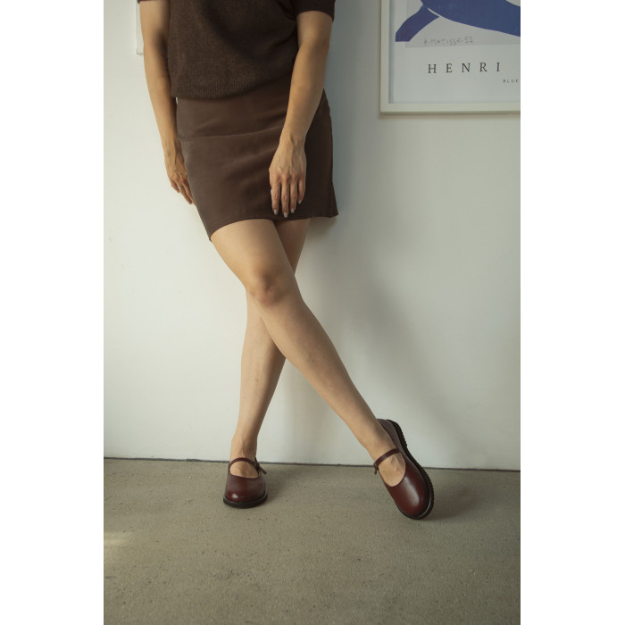 Bordowe baleriny barefoot BELA, skóra naturalna