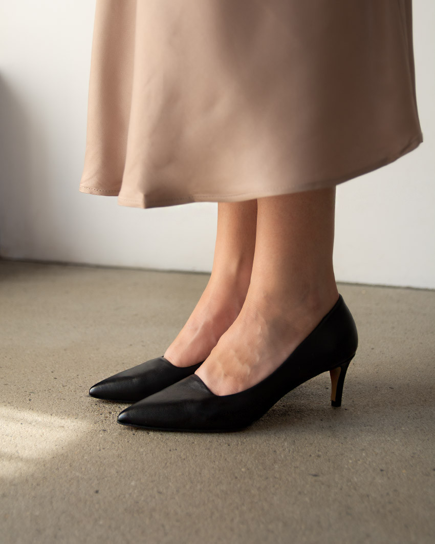 Czarne czółenka NOEL na szpilce, skóra licowa