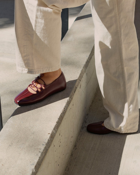 Bordowe baleriny sznurowane...