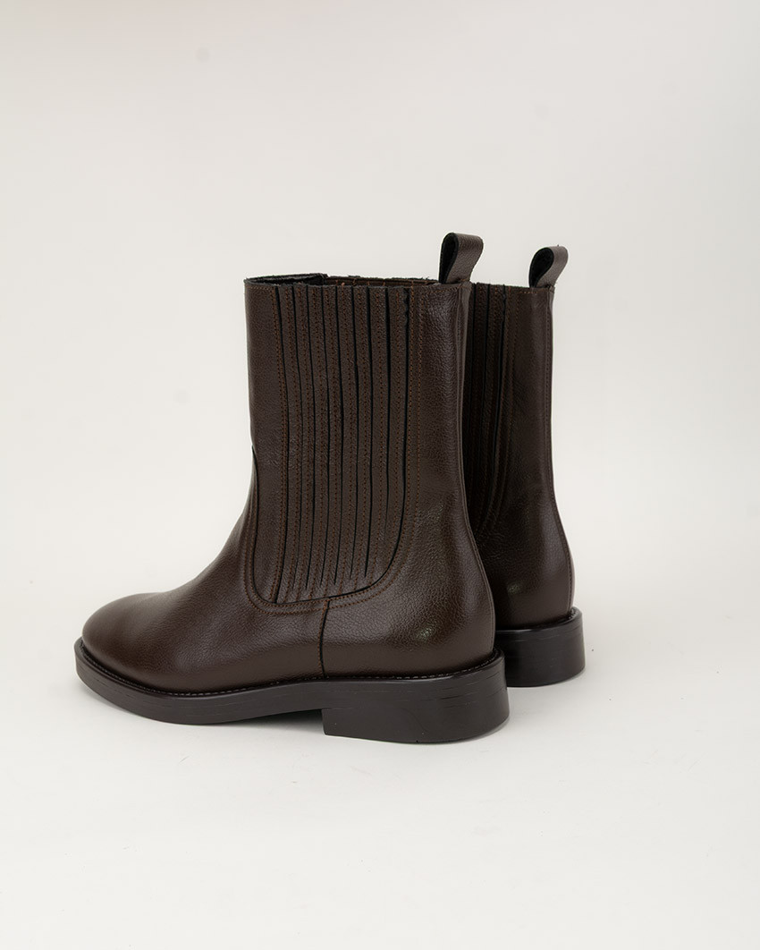 Brązowe sztyblety damskie ZARA, skóra naturalna