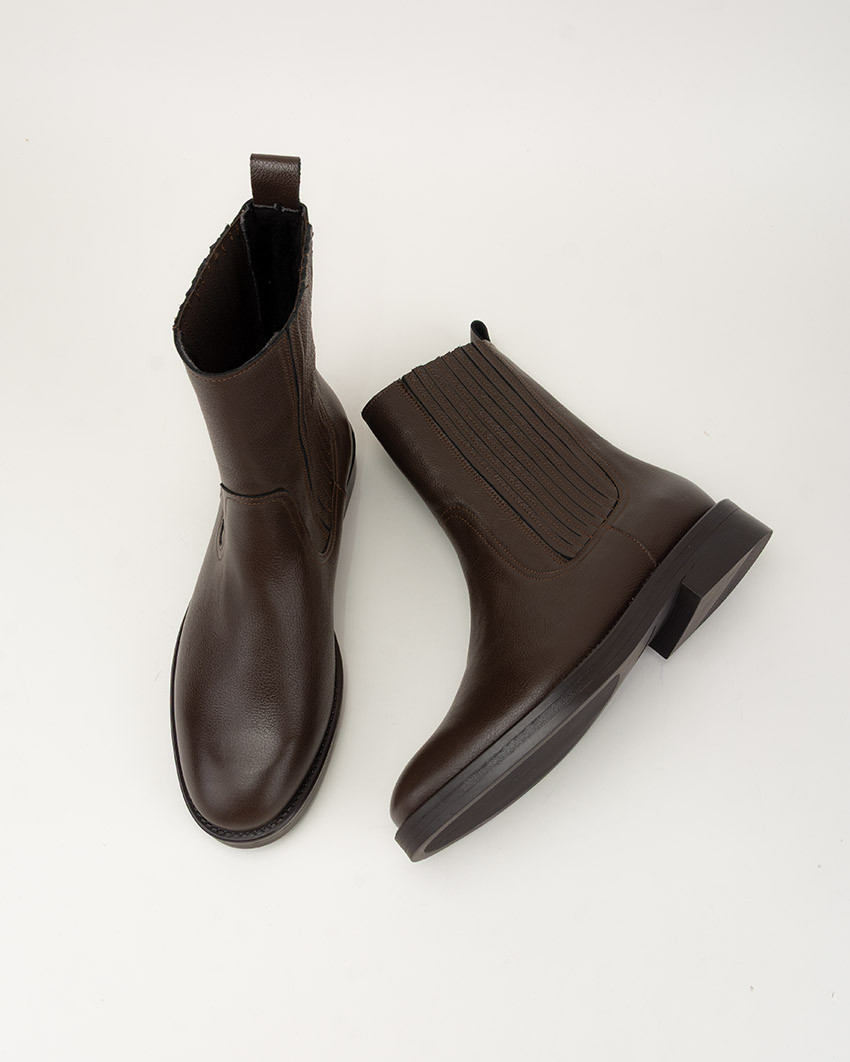 Brązowe sztyblety damskie ZARA, skóra naturalna