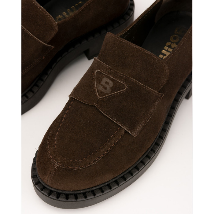 copy of Black leather moccasin with platform BOTIMO