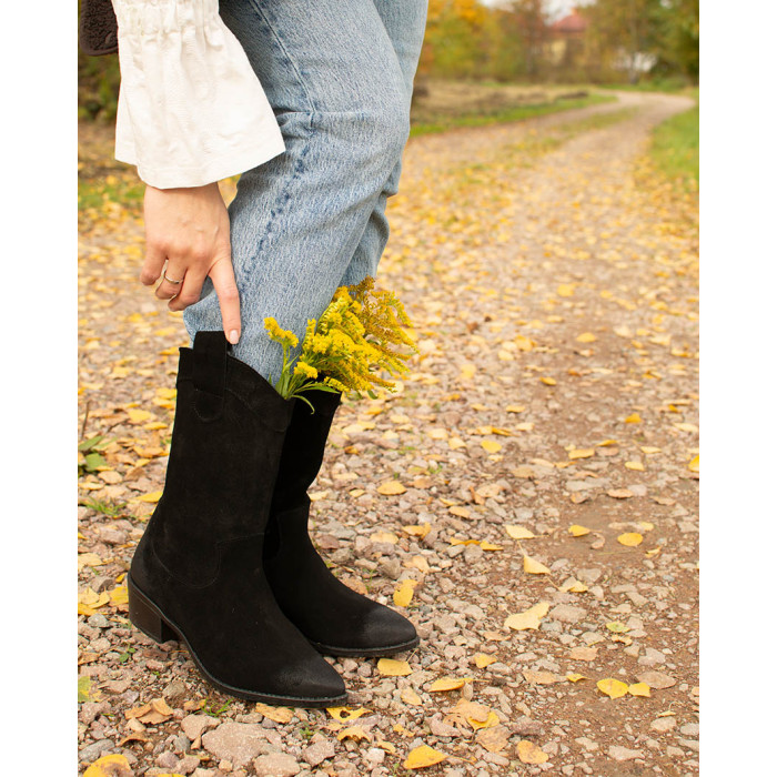 copy of Brown velour cowboy boots with low heel