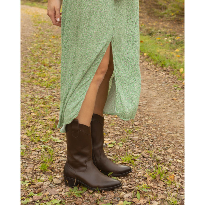 copy of Brown velour cowboy boots with low heel