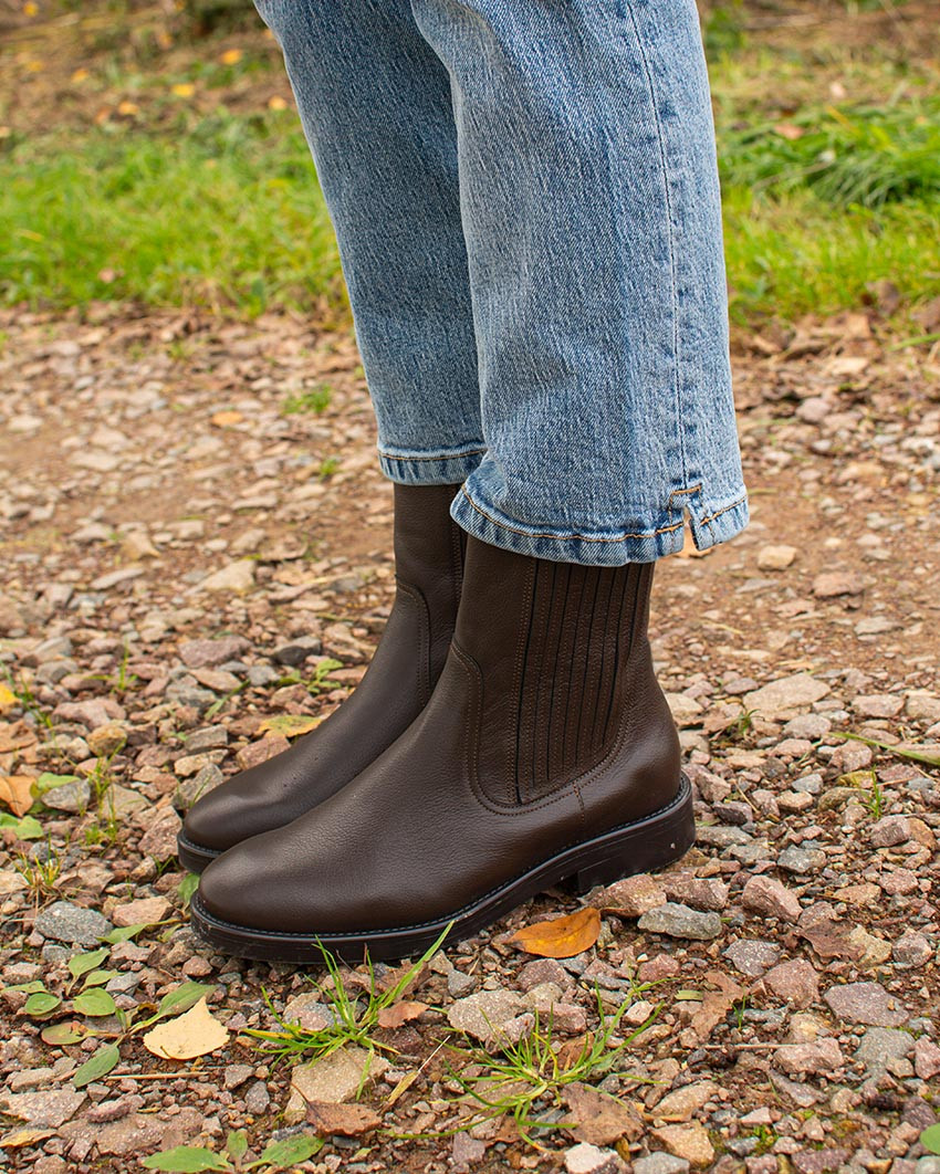 Brązowe sztyblety damskie ZARA, skóra naturalna