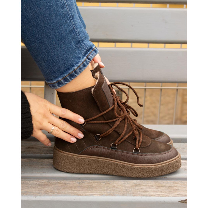 Brown leather snow boots BOTIMO