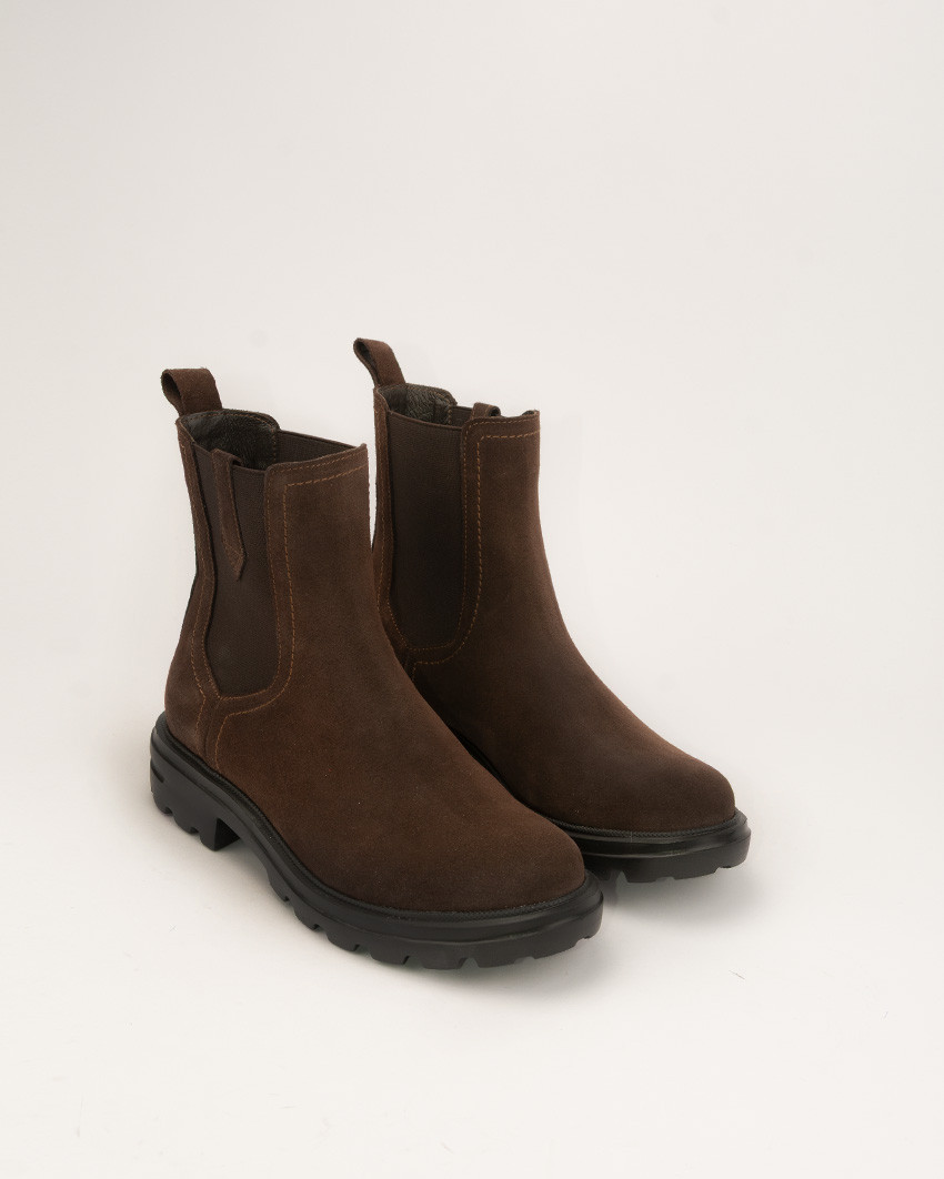 Brązowe zamszowe sztyblety damskie GOYA, skóra naturalna