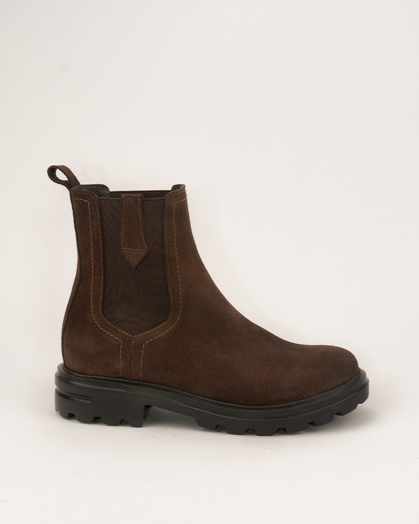 Brązowe zamszowe sztyblety damskie GOYA, skóra naturalna