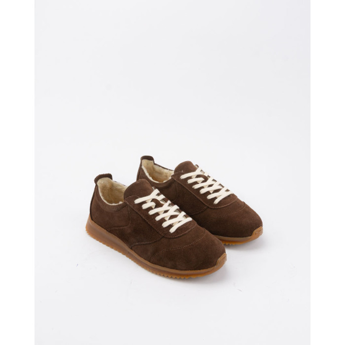 Brązowe ocieplane sneakersy DELTA, wełna naturalna